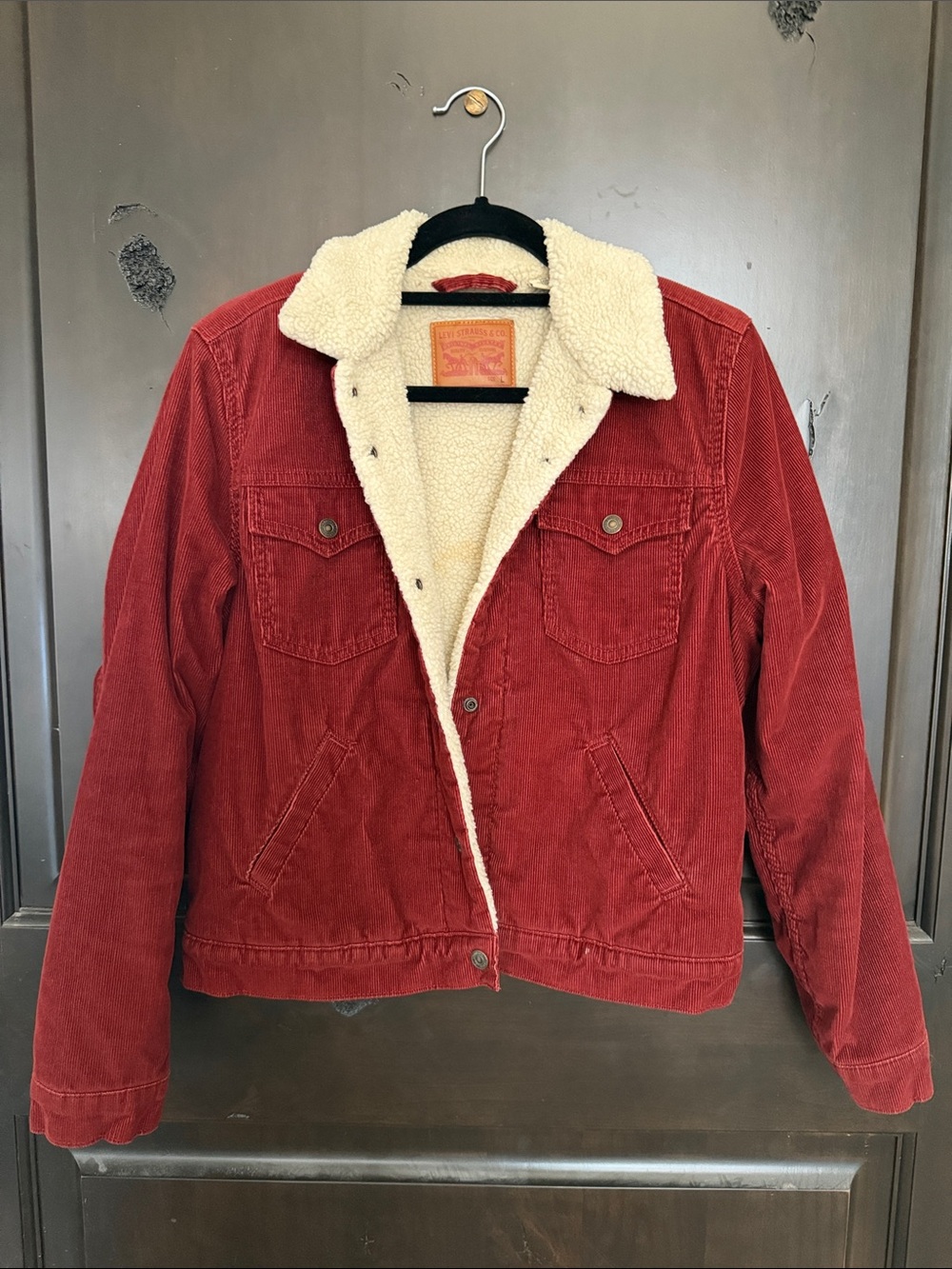 Levi’s Kid’s Red Corduroy Sherpa-Lined Jacket Size L